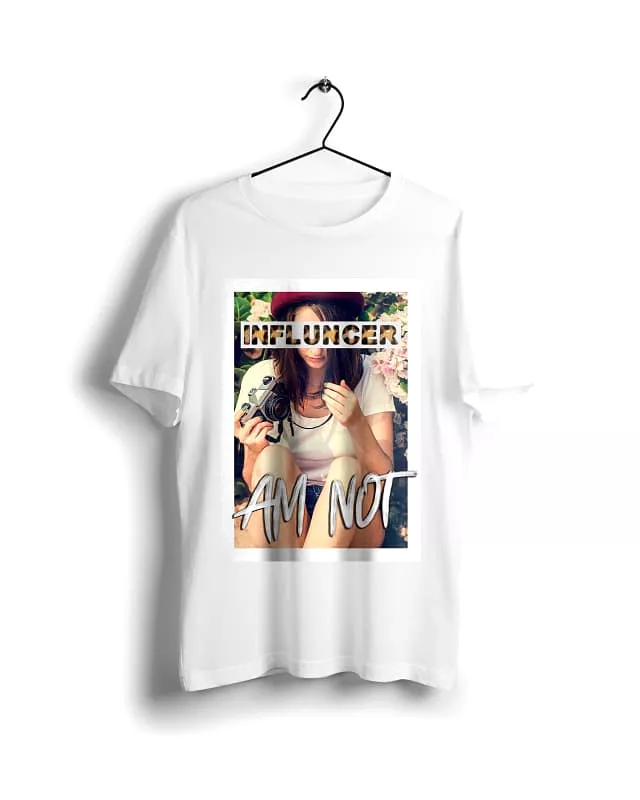 Influencer Tee - White Basic T-shirt with Digital Graphics