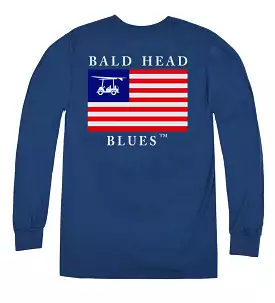 Island Tee - Long Sleeve American Flag - Navy