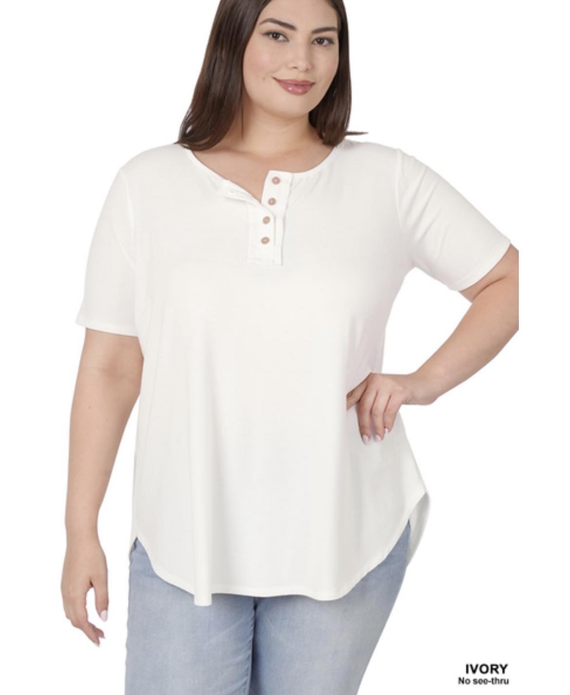 Ivory Basic Henley T-shirt