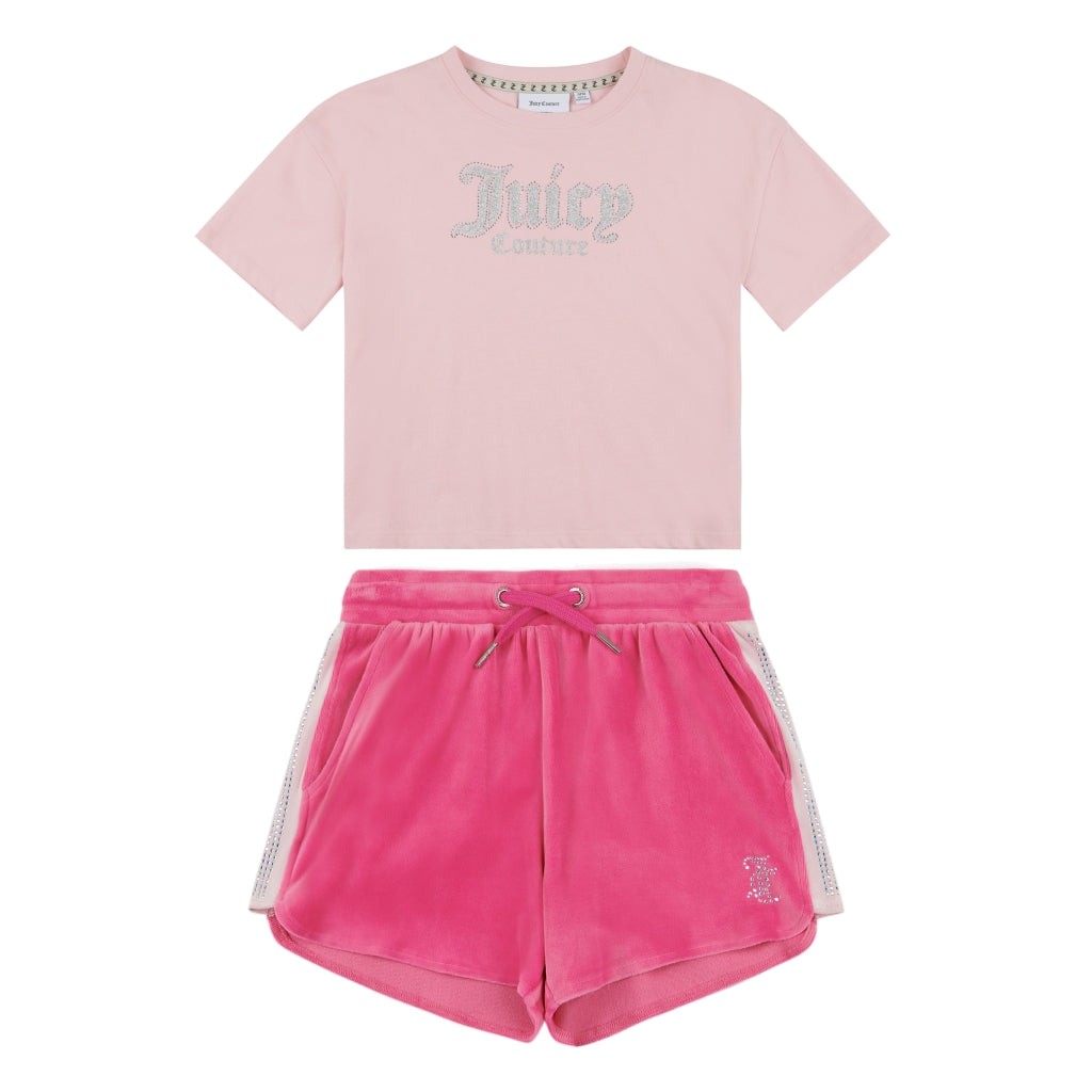 Juicy Couture Diamante Running Tee and Shorts Set for Juniors - Buy Now!