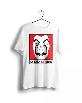 La Casa De Papel Mask T-shirt - Digital Graphics Basic White.