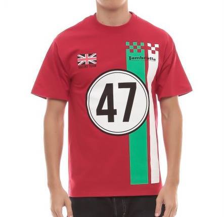 Lambretta Men's T-Shirt - Racing Team Design - Deep Red