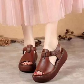 Leather Wedge Sandals