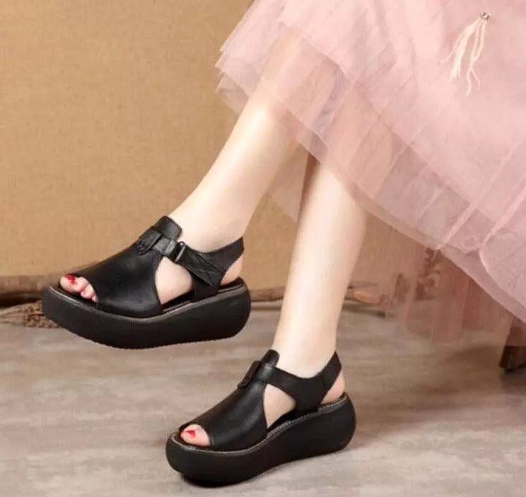 Leather Wedge Sandals