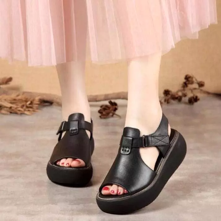 Leather Wedge Sandals