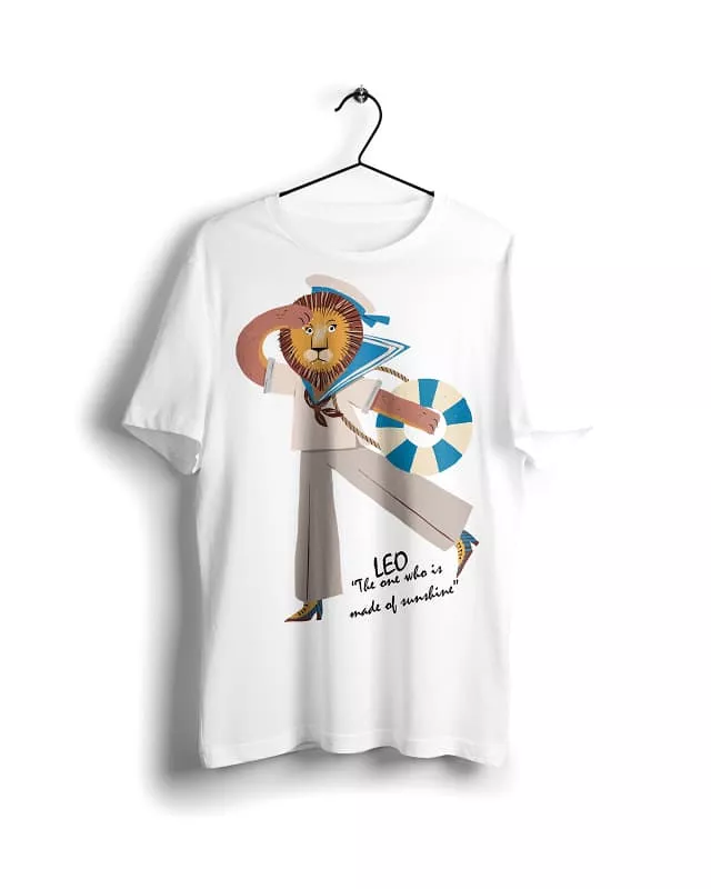 Leo horoscope T-shirt - white basic tee with digital graphics