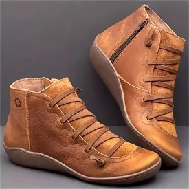 Libiyi Ankle Boots Women's Vintage Strappy