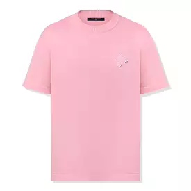 Louis Vuitton Signature Embroidered Crewneck T-Shirt in Coral Blush Pink.