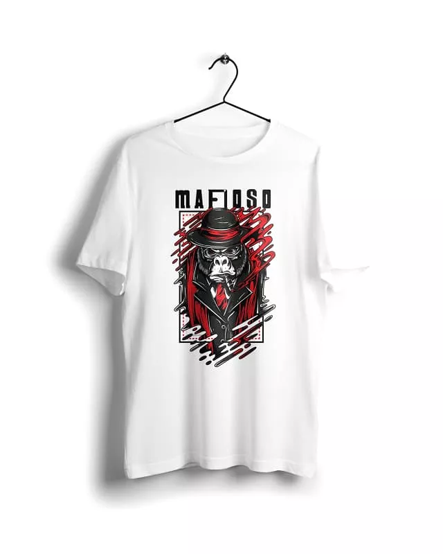 Mafioso Gorilla Graphic Tee - White - Digital Graphics