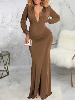 Maternity Evening Dress Autumn Winter V-Neck Long Sleeve