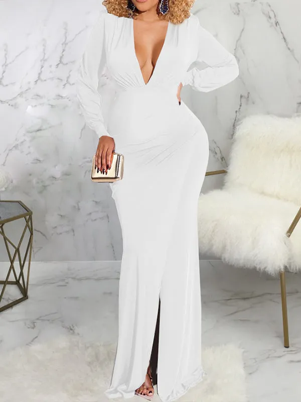 Maternity Evening Dress Autumn Winter V-Neck Long Sleeve