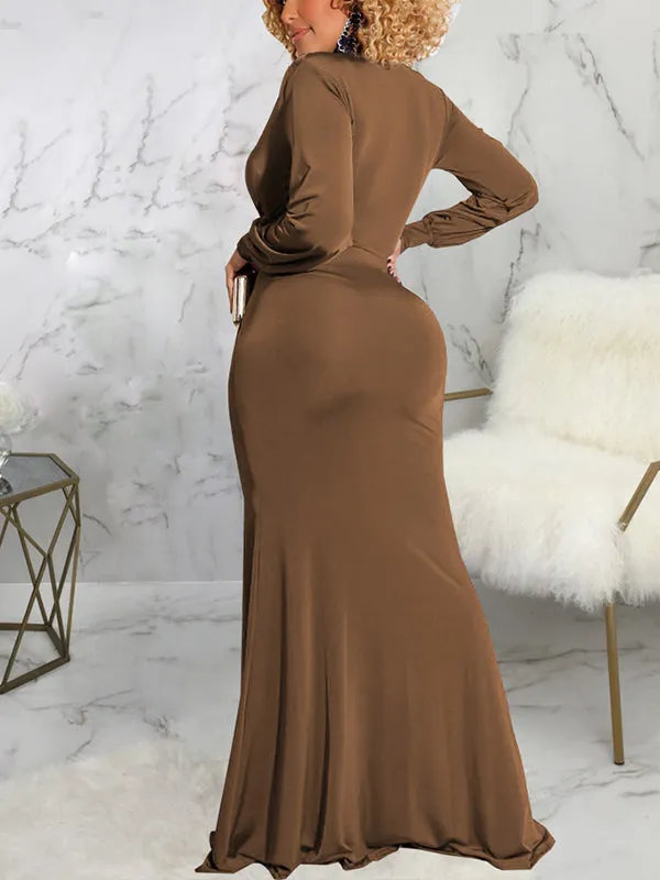 Maternity Evening Dress Autumn Winter V-Neck Long Sleeve