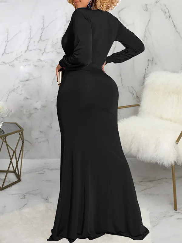 Maternity Evening Dress Autumn Winter V-Neck Long Sleeve