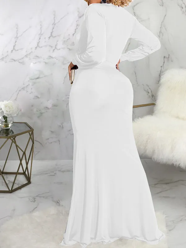 Maternity Evening Dress Autumn Winter V-Neck Long Sleeve