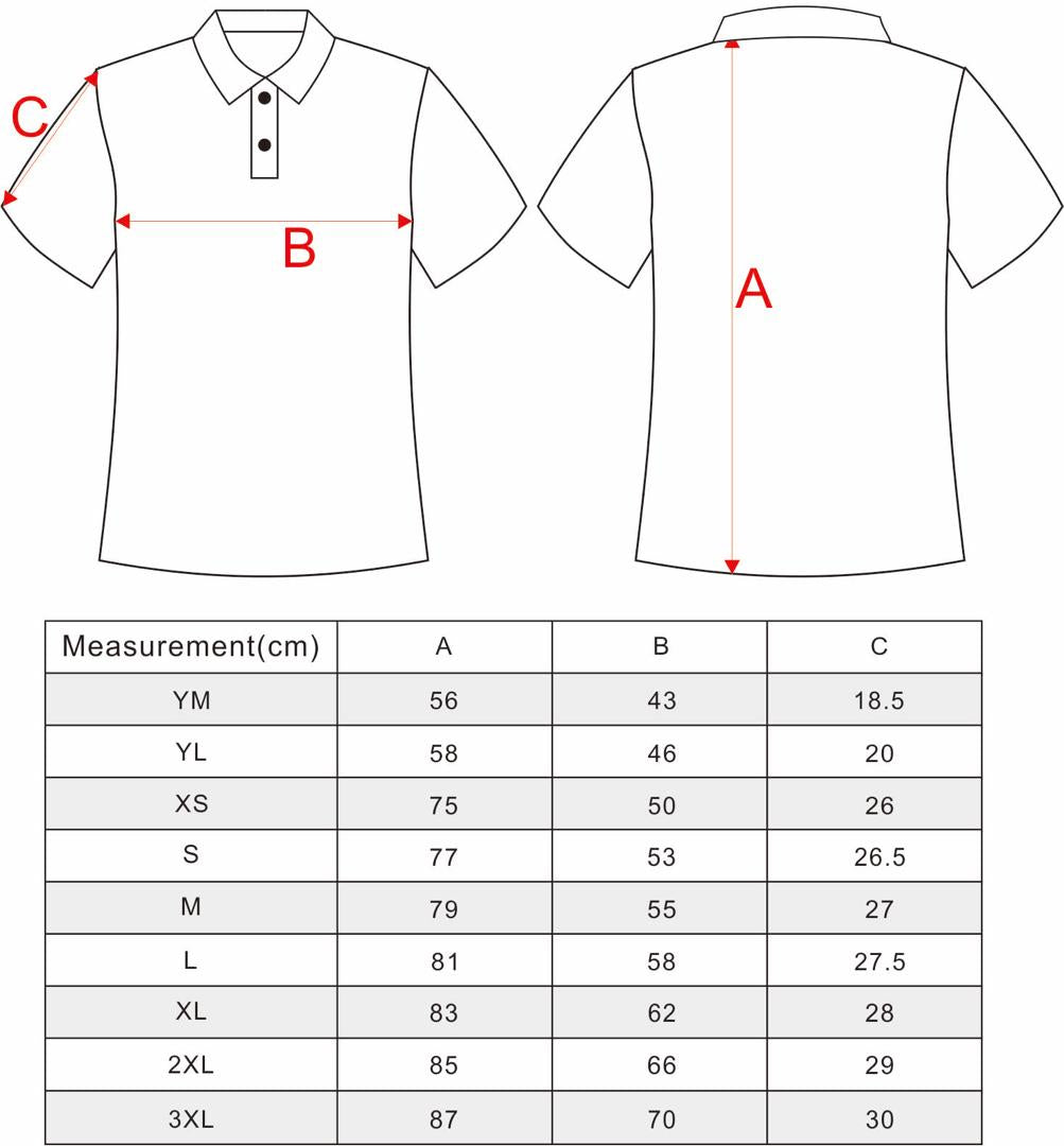 Mens and Womens Polo Size Guide