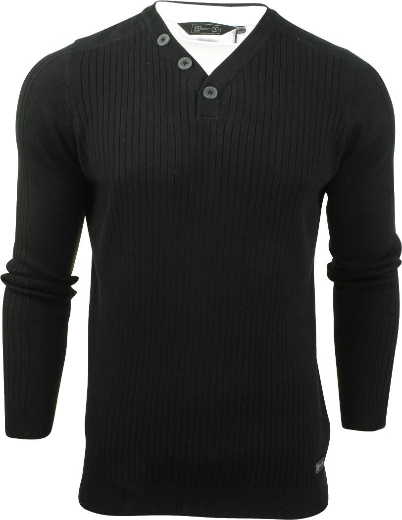 Mens Ribbed Jumper with Mock T Shirt