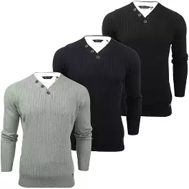 Mens Ribbed Jumper with Mock T Shirt