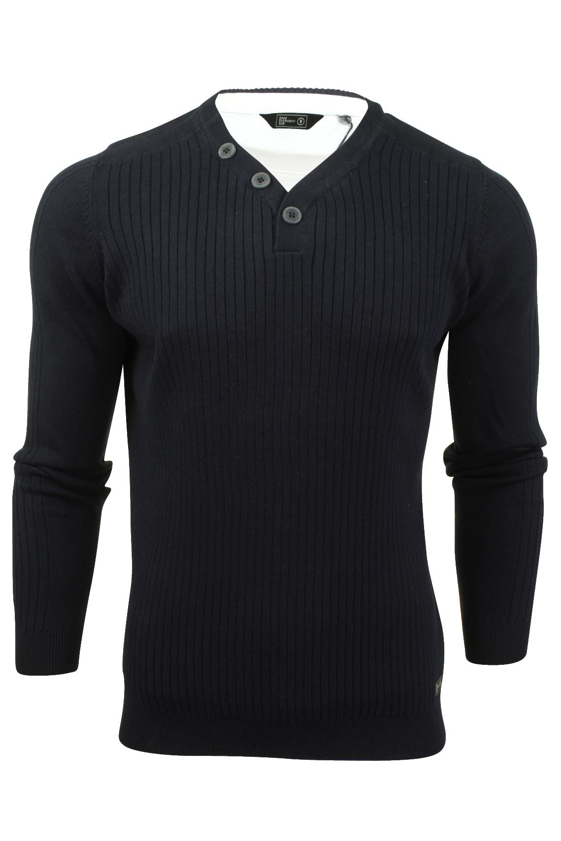 Mens Ribbed Jumper with Mock T Shirt