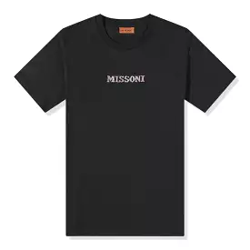 Missoni logo T shirt, black, embroidered, optic