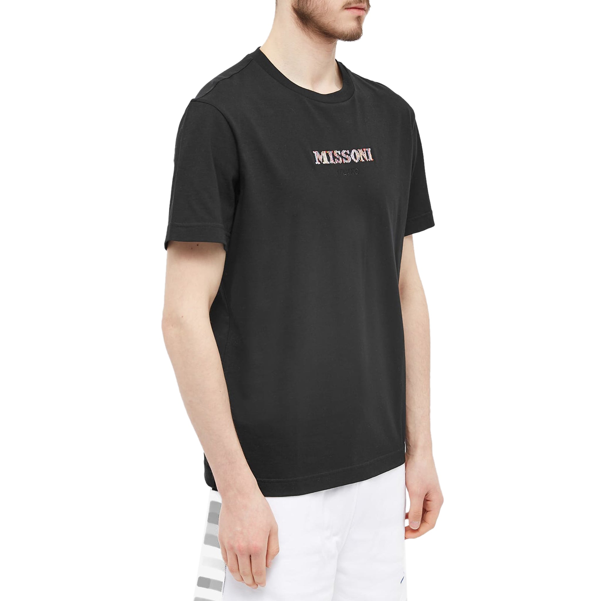 Missoni logo T shirt, black, embroidered, optic