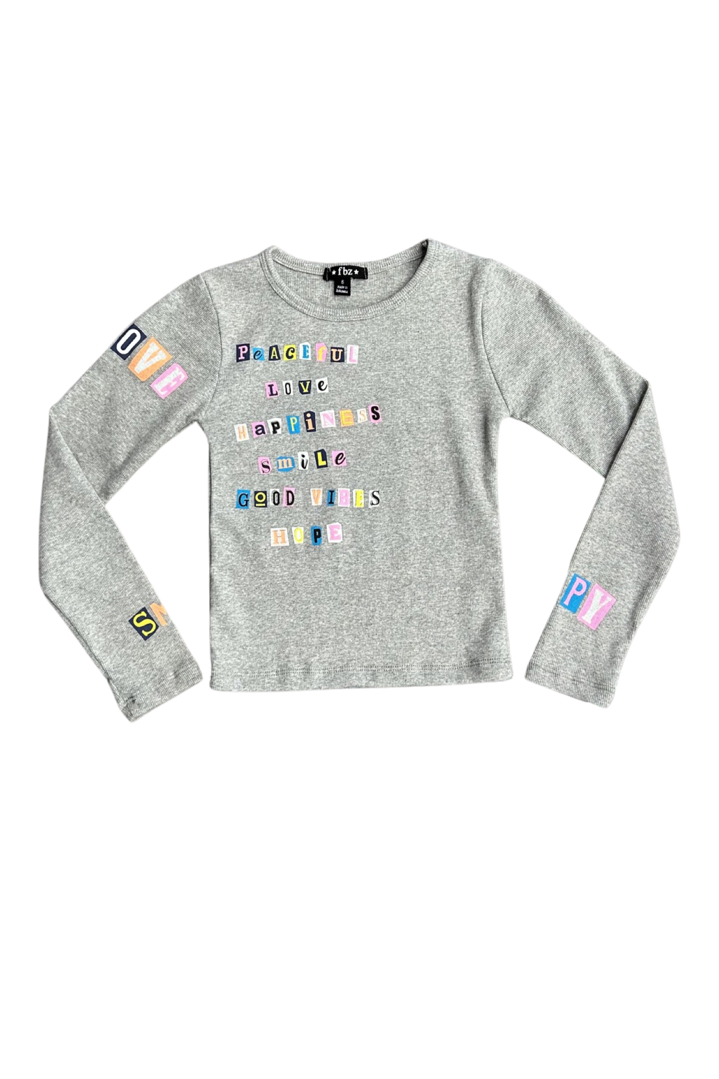 Misty Grey Scrapbook Printed Long Sleeve Tee