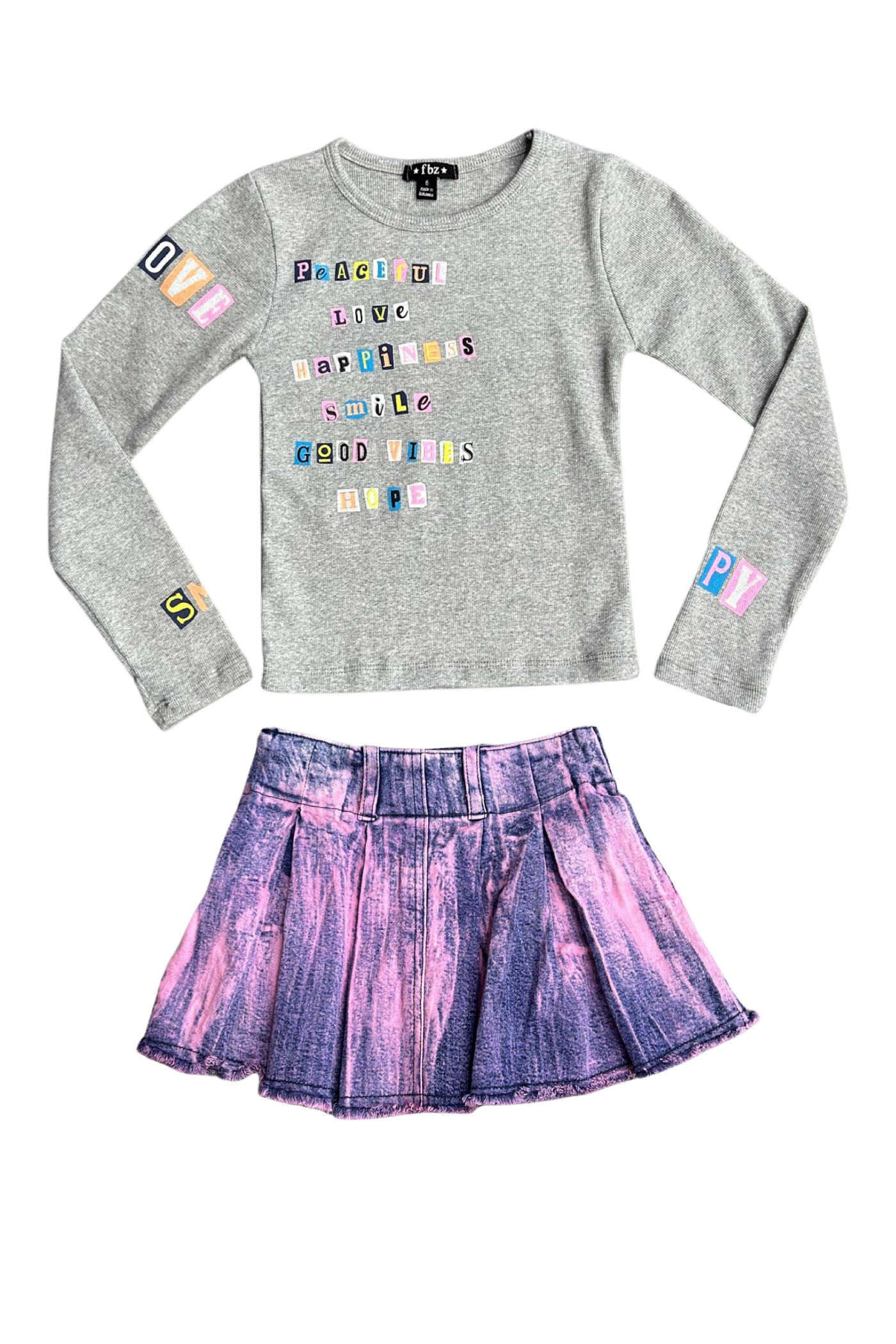 Misty Grey Scrapbook Printed Long Sleeve Tee