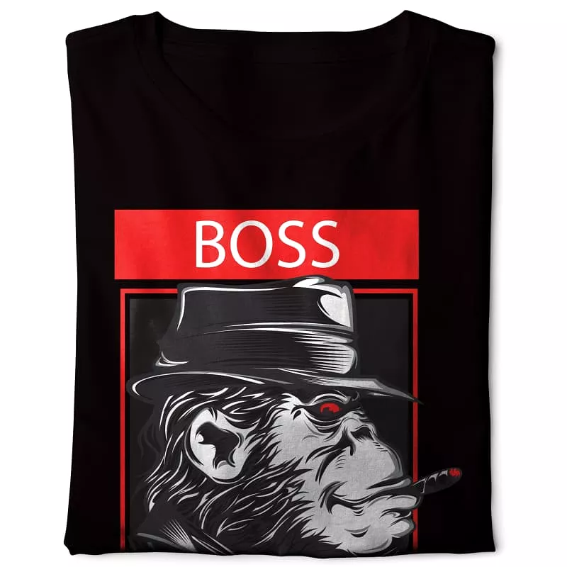 Monkey Boss - Basic Black Digital Graphics T-shirt