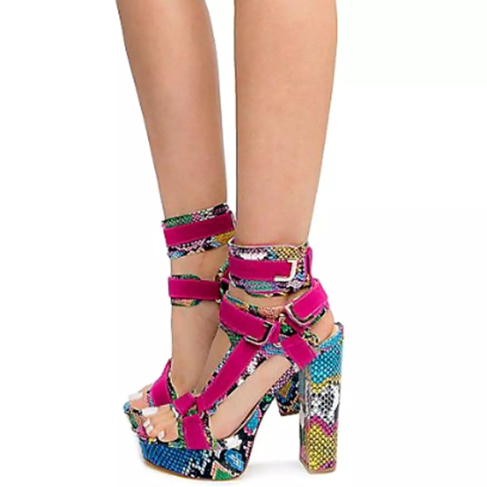 Multicolored Platform Strap Sandals