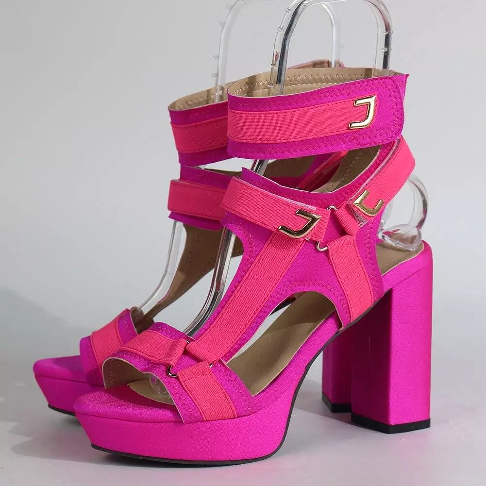 Multicolored Platform Strap Sandals