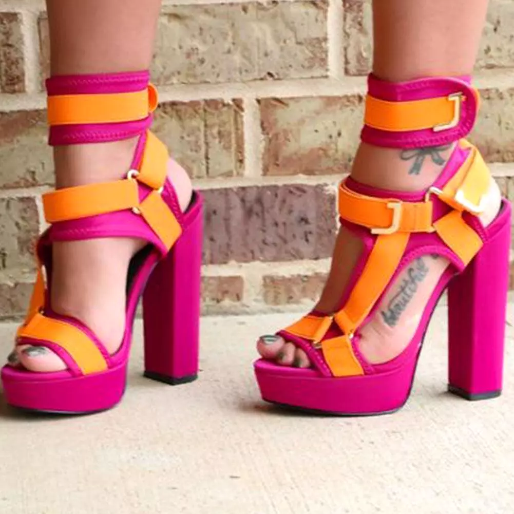 Multicolored Platform Strap Sandals