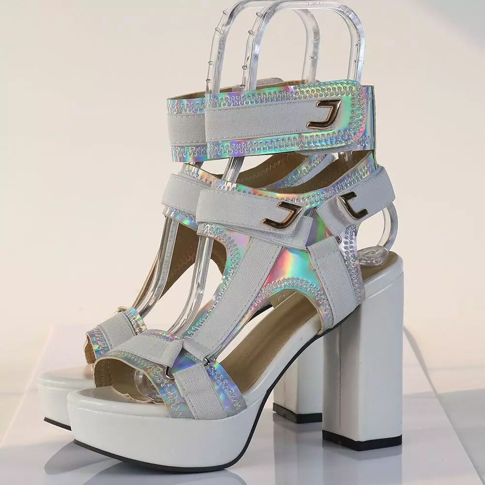 Multicolored Platform Strap Sandals