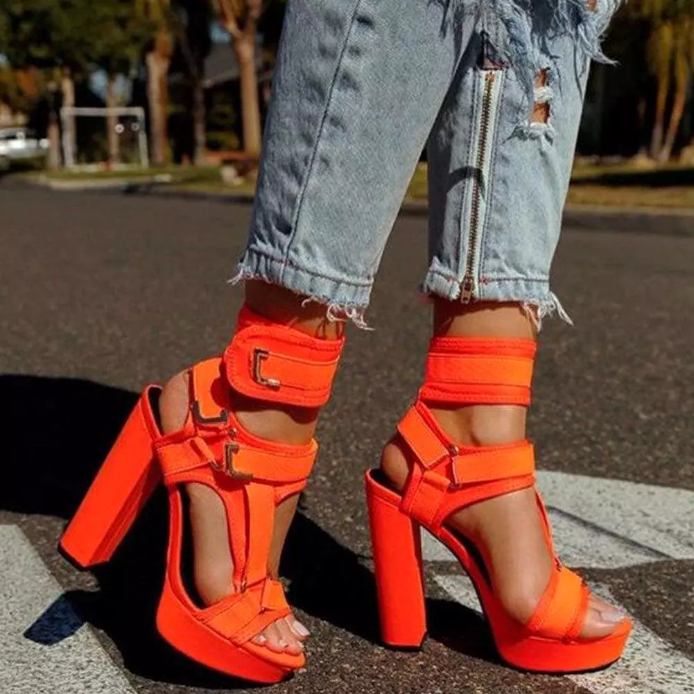 Multicolored Platform Strap Sandals