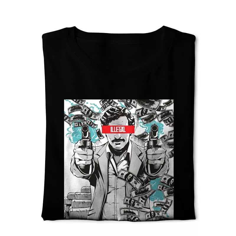 Narcos black t-shirt with digital graphics - basic style