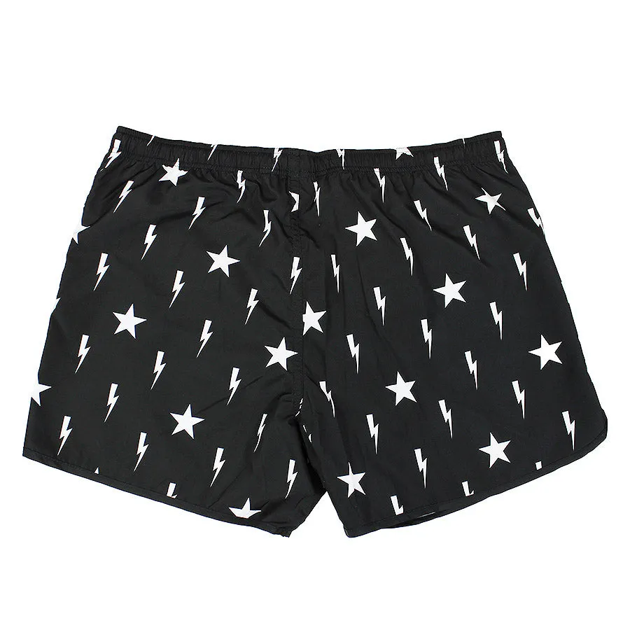 Neil Barrett Black Lightning Star Swim Shorts.