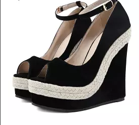 Open Toe Heeled Wedge Sandals