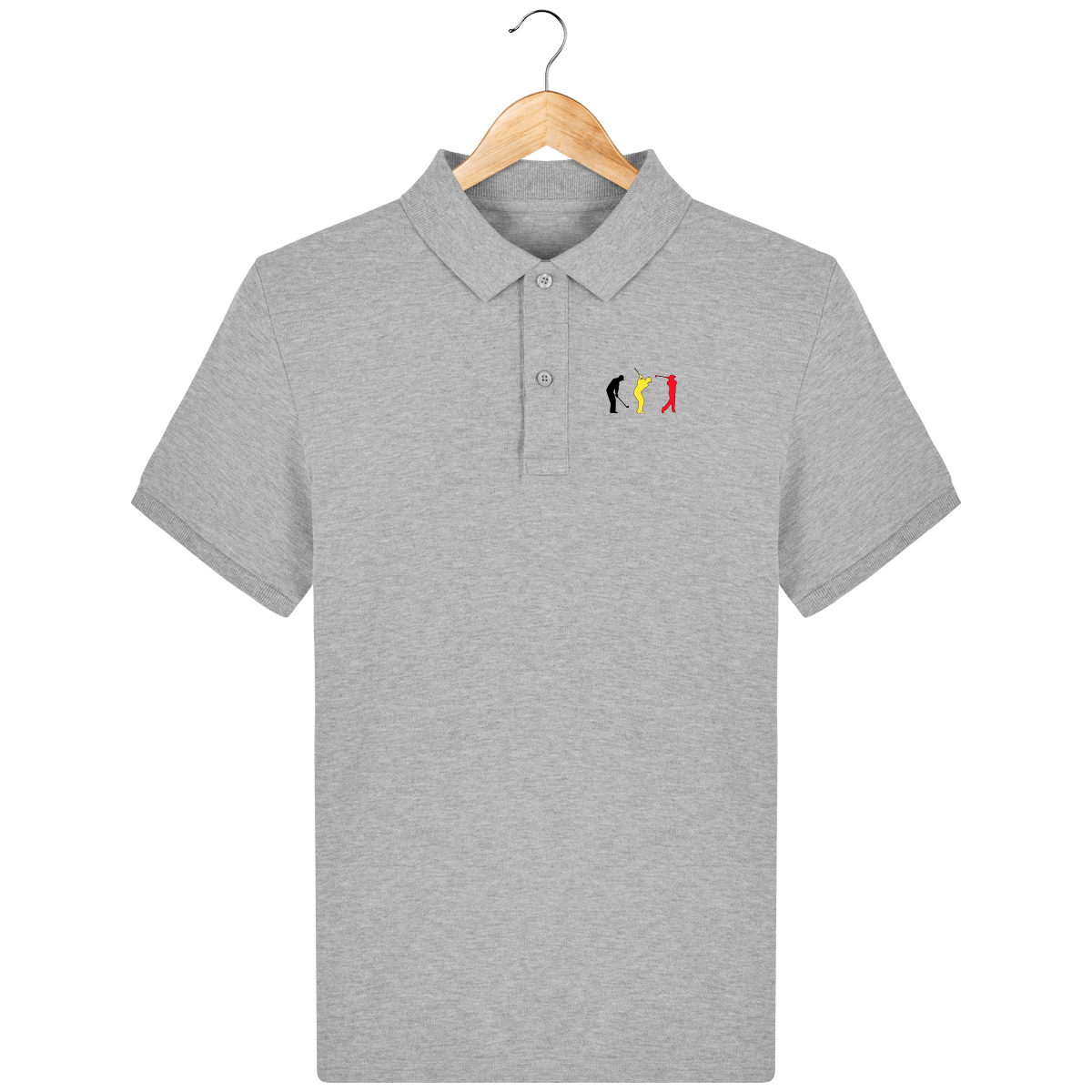 Organic Cotton Embroidered Polo in BLACK YELLOW RED - Belgium.