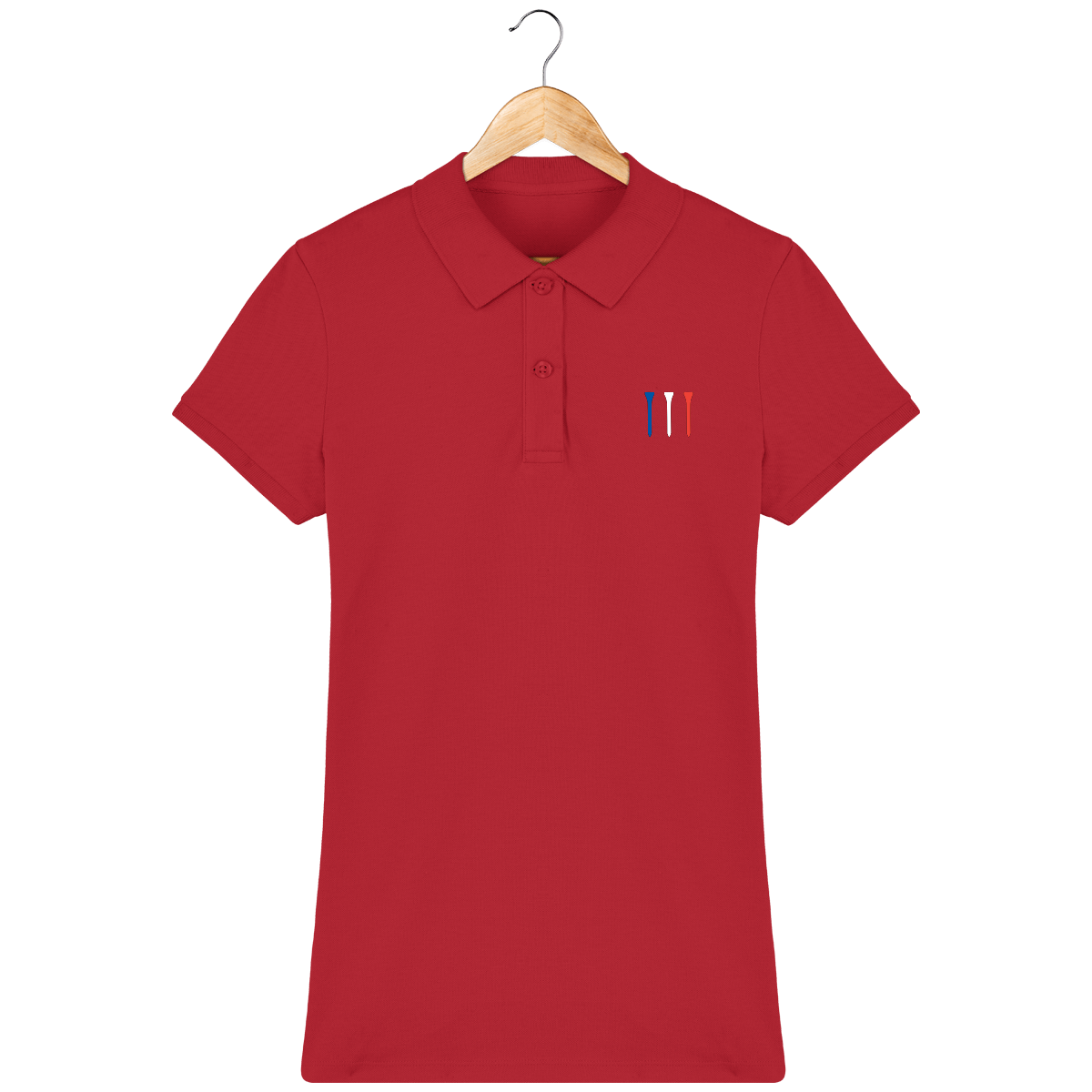 Organic Cotton Embroidered Polo TEES BLUE WHITE RED