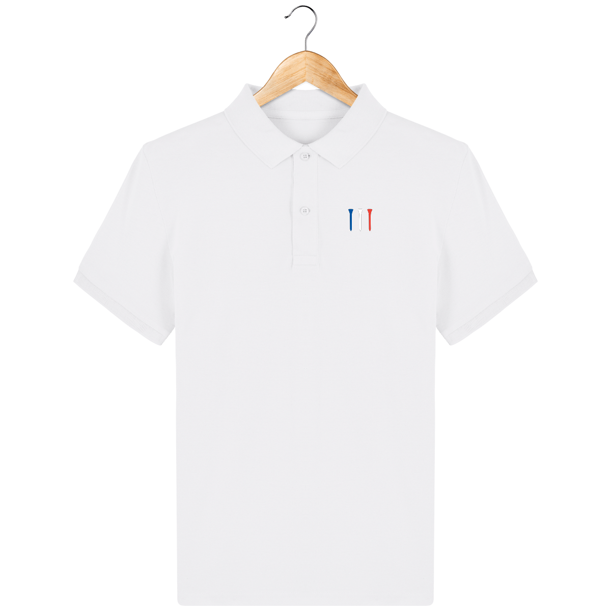 Organic cotton embroidered TEES BLUE WHITE RED polo