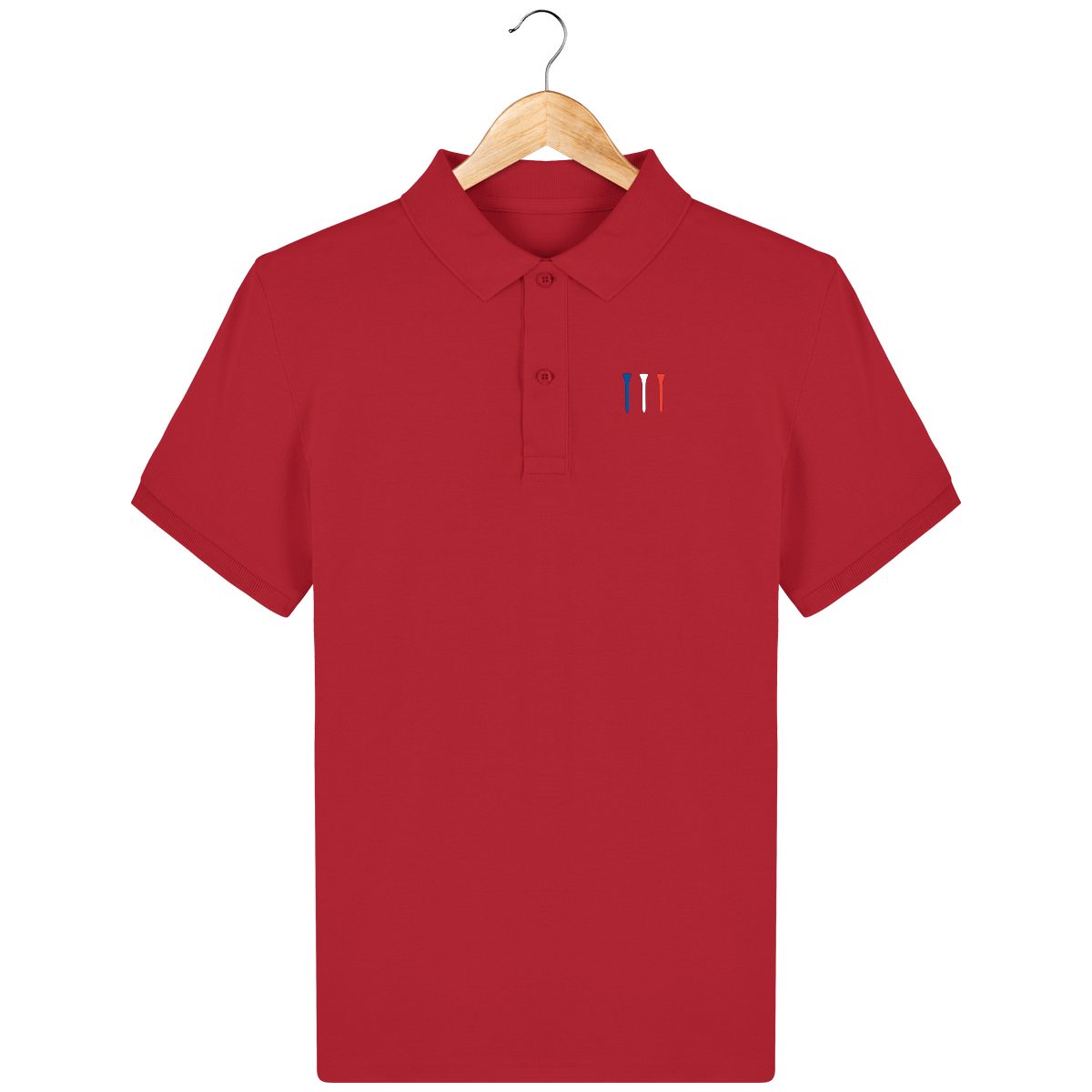 Organic cotton embroidered TEES BLUE WHITE RED polo