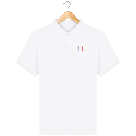 Organic cotton embroidered TEES BLUE WHITE RED polo