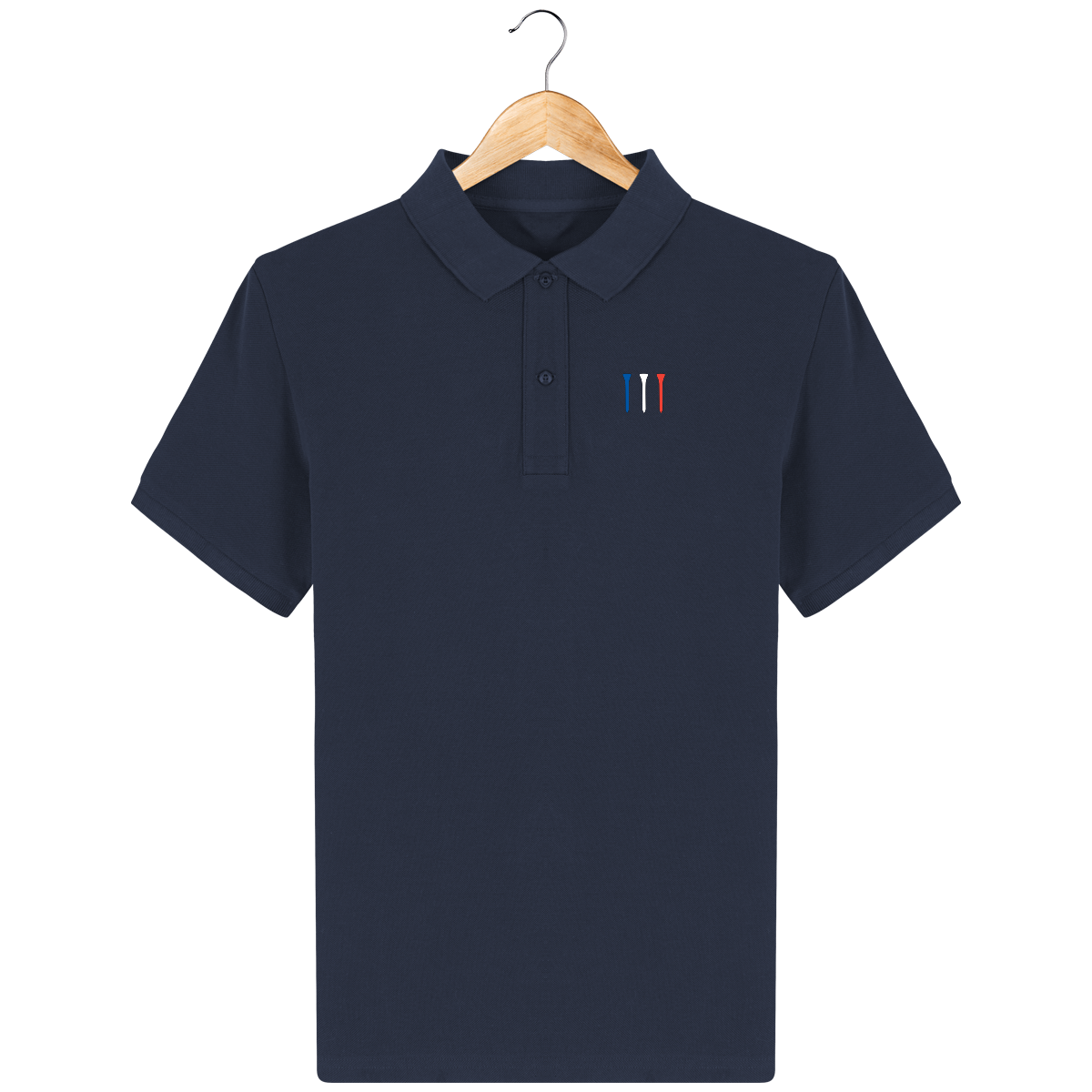 Organic cotton embroidered TEES BLUE WHITE RED polo