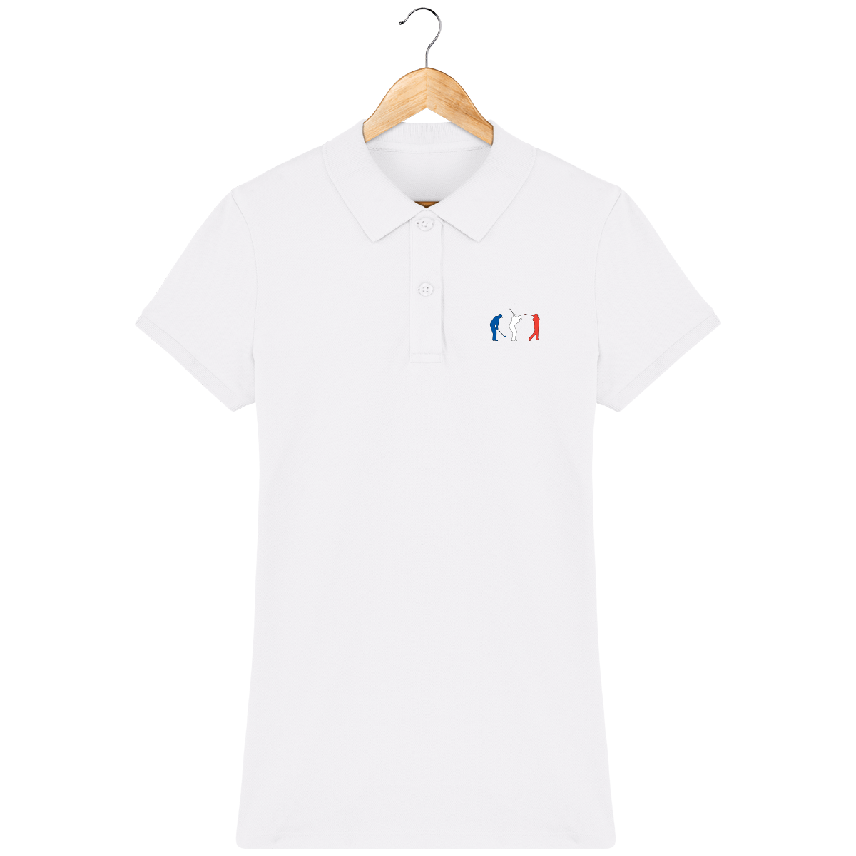 Organic cotton polo embroidered BLUE WHITE RED