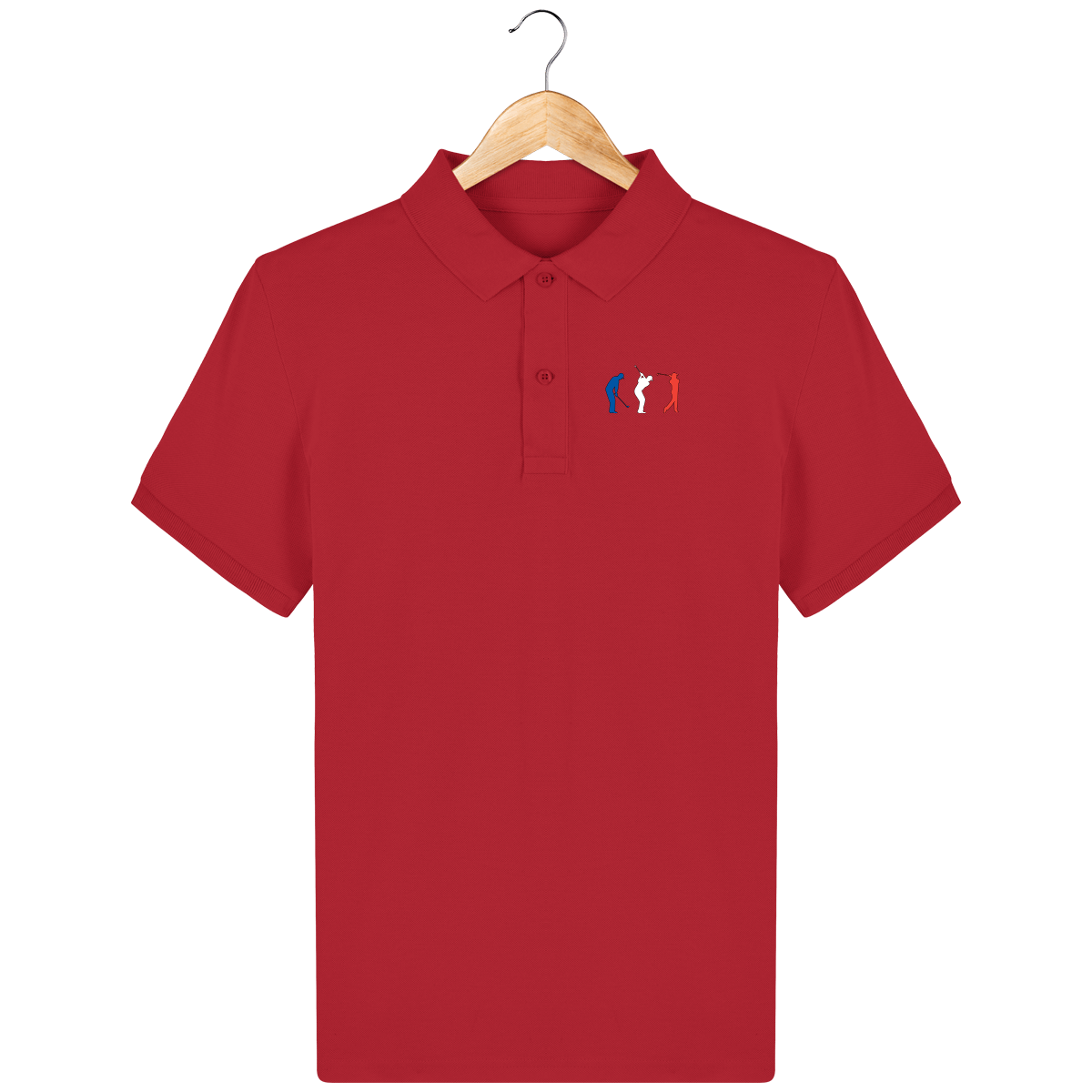 Organic Cotton Polo Embroidered in BLUE WHITE RED