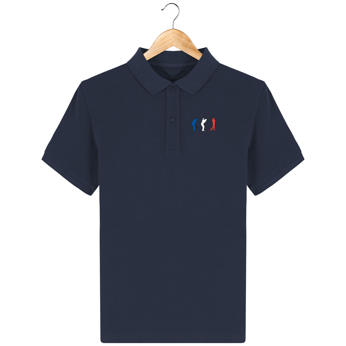 Organic Cotton Polo Embroidered in BLUE WHITE RED