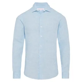 Orlebar Brown Giles Linen Tailored Fit Shirt - Pale Blue | Shop Now