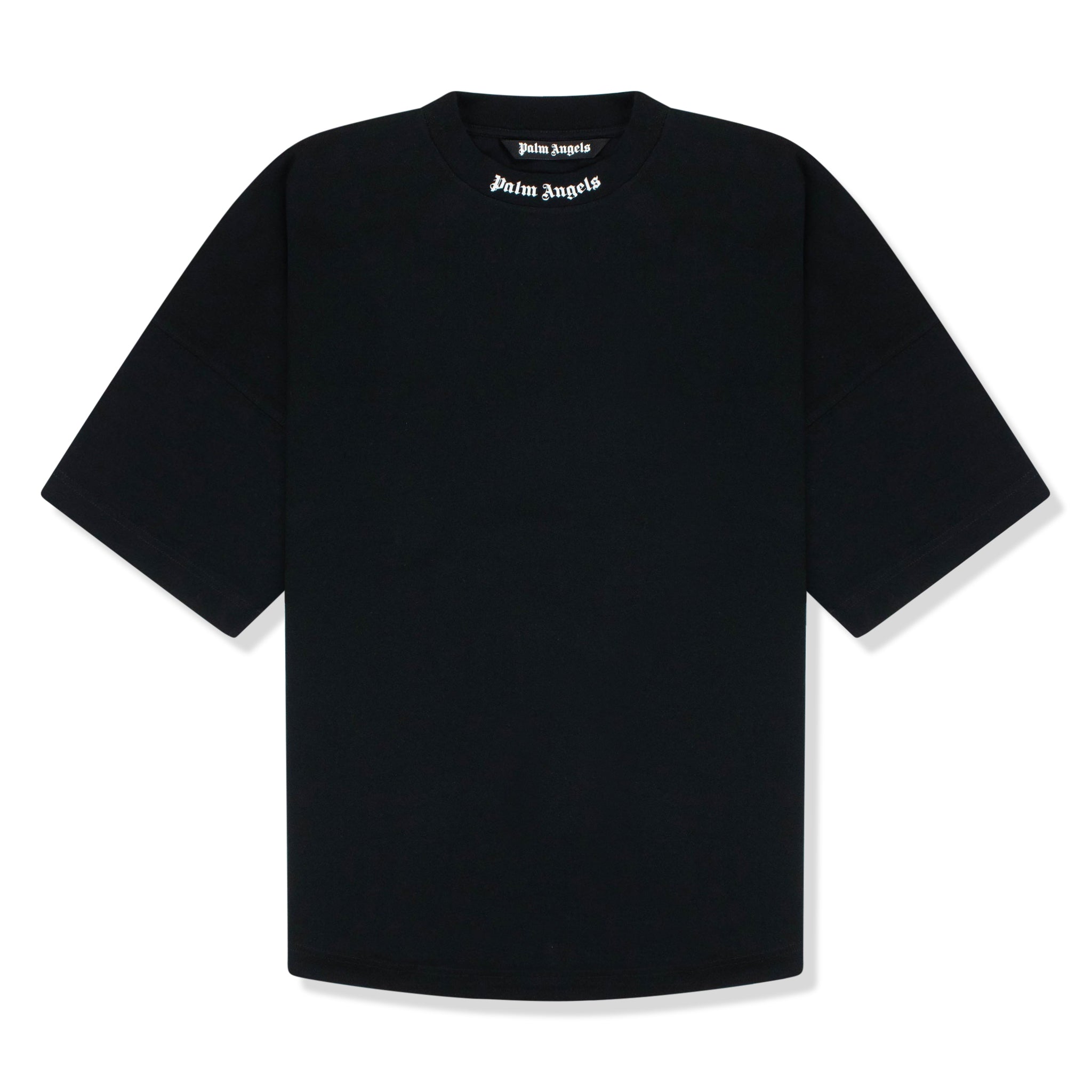 Palm Angels Black Oversized T-Shirt with Logo Collar