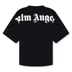 Palm Angels Black Oversized T-Shirt with Logo Collar