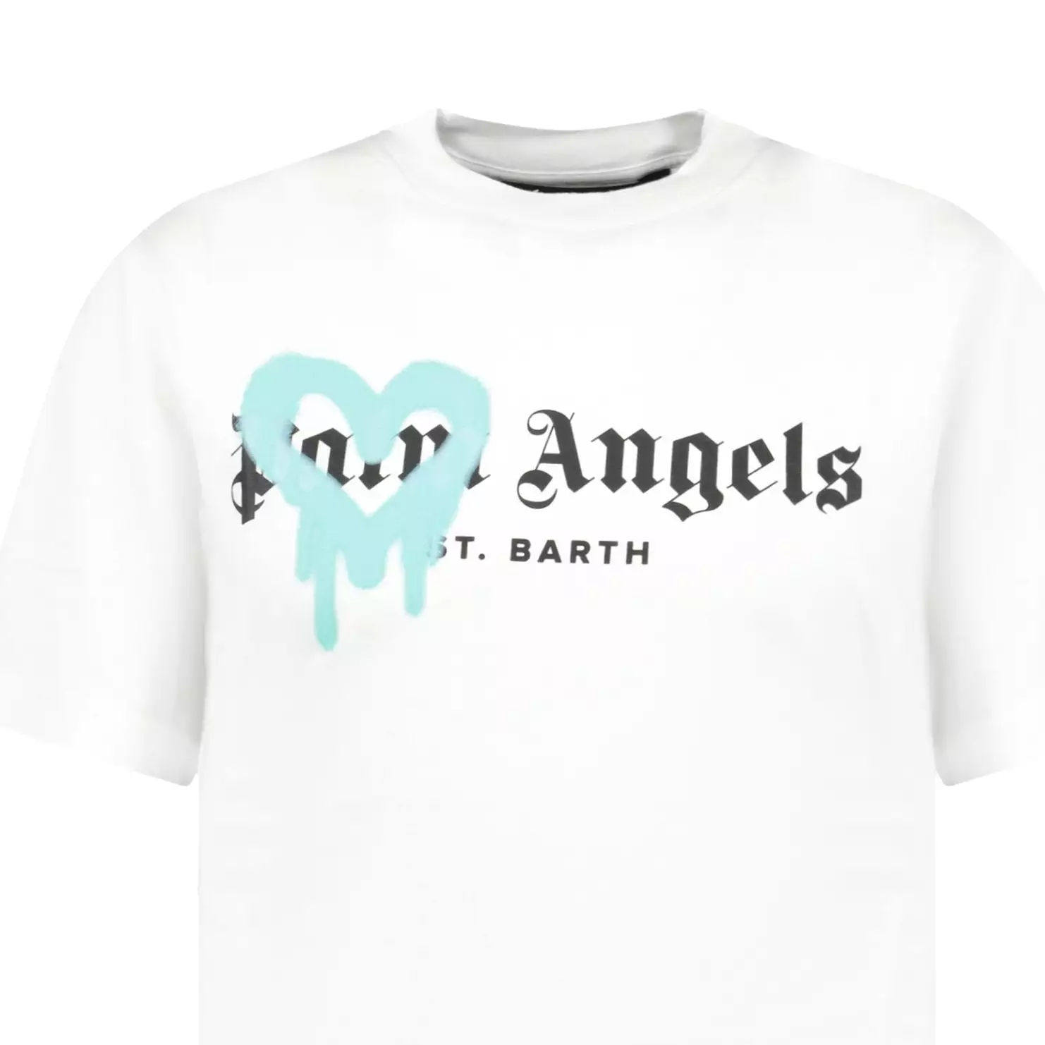 Palm Angels Light Blue Heart T-Shirt White Spray