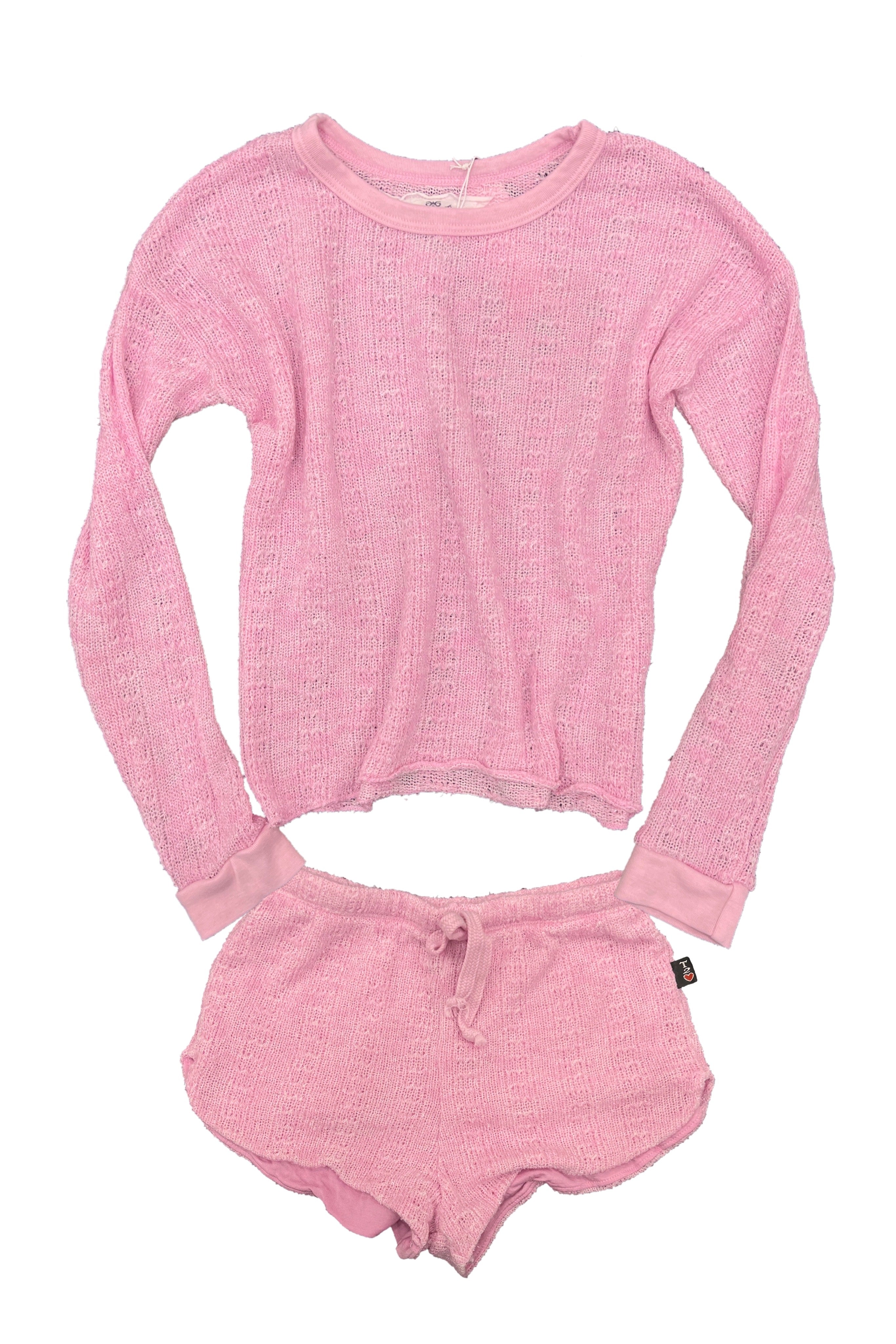 Pink Knit Long Sleeve T-shirt