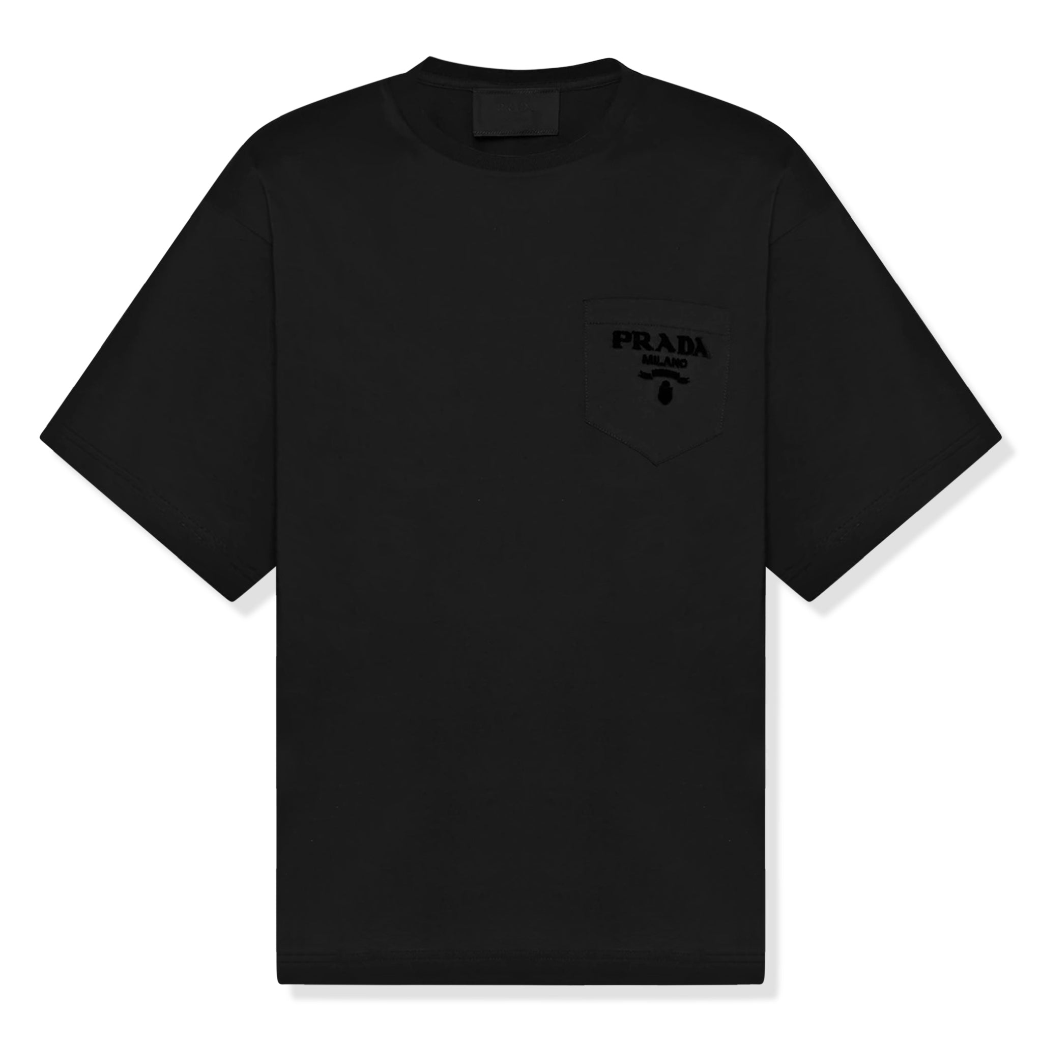 Prada Black Cotton Tee with Chest Logo